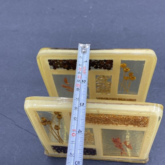 Vtg Napkin Holder 70's Lucite Resin Acrylic Seeds Flowers Farmhouse Granola - Picture 9 of 12